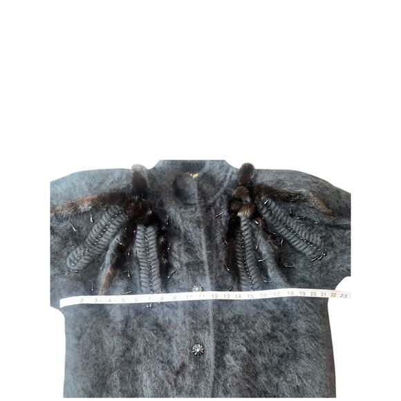 Vintage Christine Phillipe Angora Button-Up Jacket | Faux Fur | Braid Detail | M - Picture 8 of 13